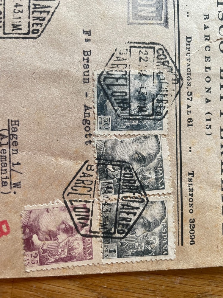 Spain superb cover opened by censor 22.5.1943, excellent front markings
