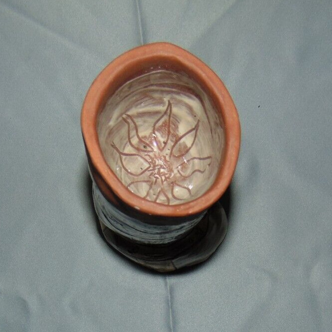 Red Clay Pottery Hieroglyphs Signed Smock Southwester Boot Shaped