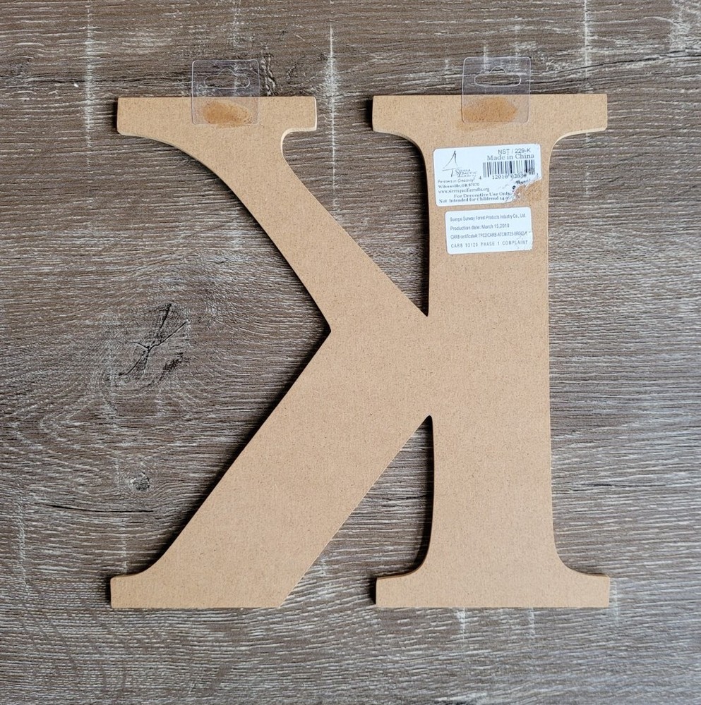 Chipboard Cut Out Initial "K" For Crafts
