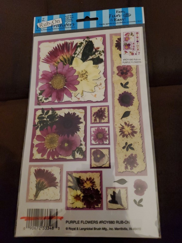 Ez Rub ons Purple Flowers