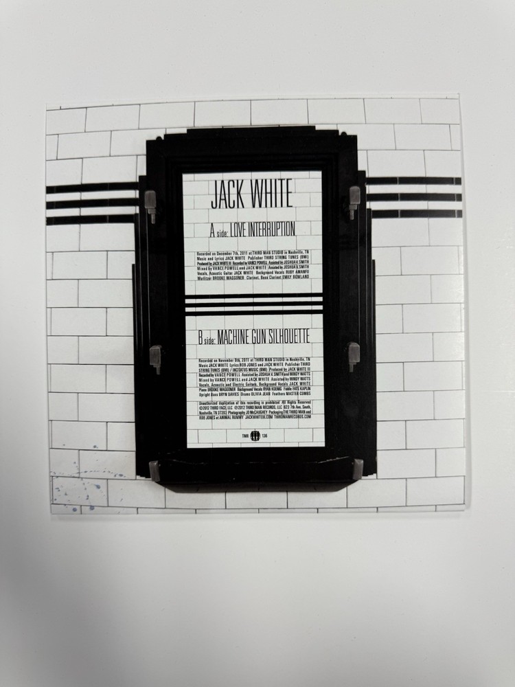 Jack White signed Love Interruption / Machine Gun Silhouette 7" lp JSA Letter