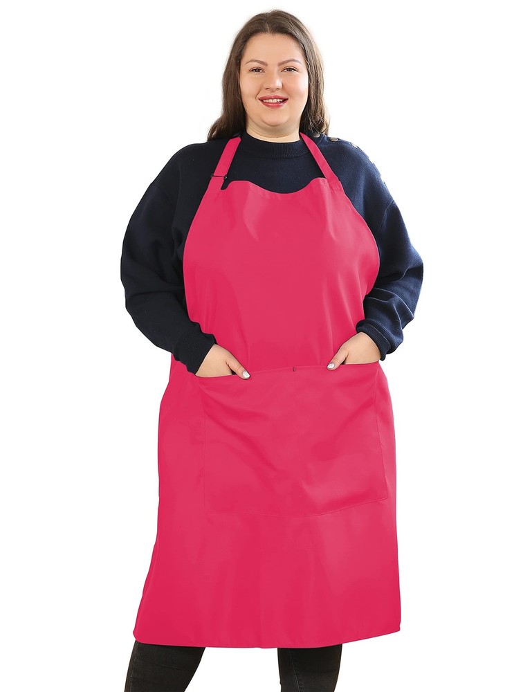 Plus Size Aprons for Women with Pockets Durable Long Adjustable Bib Kitchen C...