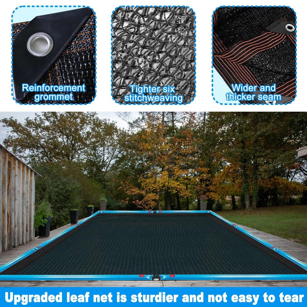 16 x 26FT Pool Leaf Net Cover- Netting 26' x 16' (Rectangular), black