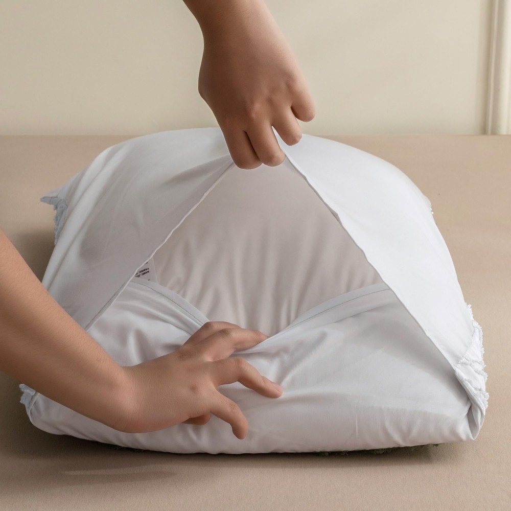 2 Pack Bright White Pillowcases Standard Size Soft Microfiber Geometric Tufte...