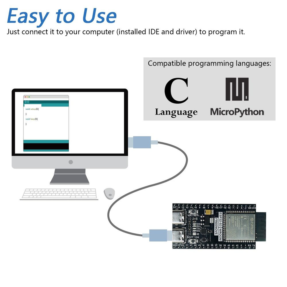 ESP32-S3 Board Lite Dual-Core 32-Bit 240 MHz Microcontroller Wireless Python