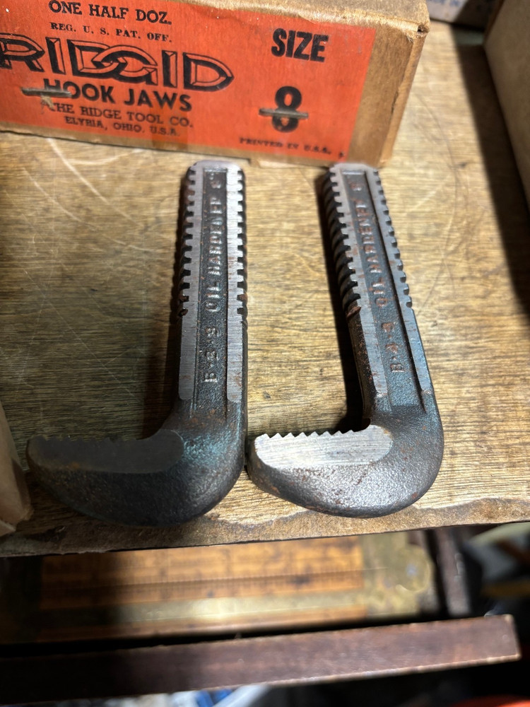 6 NOS Ridgid Hook Jaw Replacements Size 8 Elyria Ohio USA Tools