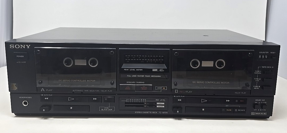 Sony TC-W550 Dual Deck Stereo Cassette Deck Untested READ