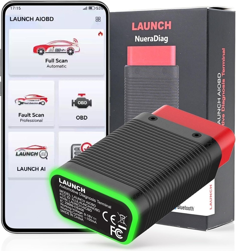 LAUNCH AIOBD Mini Bluetooth All System Diagnostic Tool OBD2 Scanner & 36CM Cable