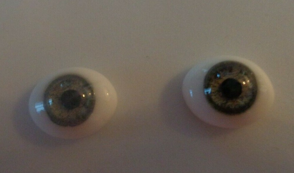 DOLL EYES - GLASS FLAT OVAL - 12MM - GREEN