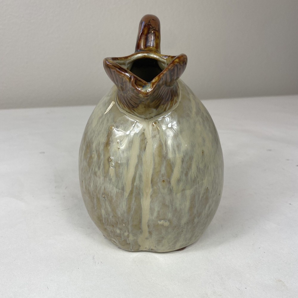 Pear Fruit Shaped Pitcher - Pottery Rustic - Brown Tan High Gloss 6.5” Tall