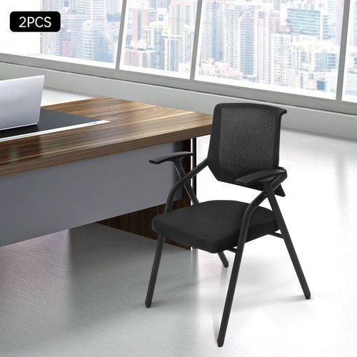2x Mesh Net Back Support Ergonomic Meeting and Reception Chair Without Casters