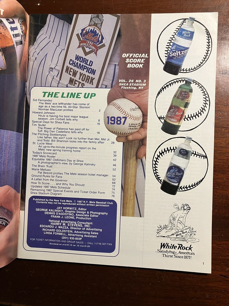 New York Mets Official Score Book 1987 Howard Johnson
