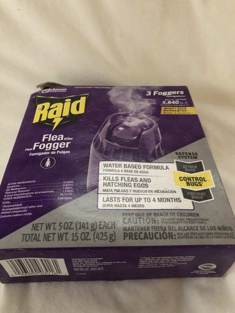 Raid Flea Killer Plus Fogger, 5 oz, 3 Cans