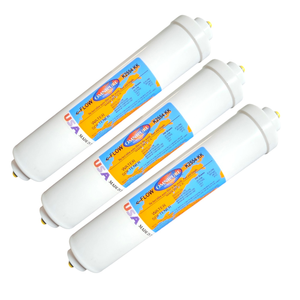 Omnipure K2554-KK Water Softener Resin 2"x10" With 3/8" QC  3-PACK