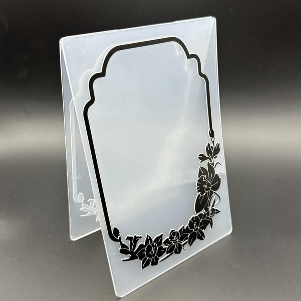 3D Plastic Embossing Folder Template Flower Border Texture A6 Size for Card Maki