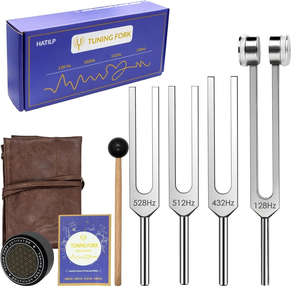 Tuning Fork Set, Weighted & Unweighted Frequency Tools with Activator, Mallet
