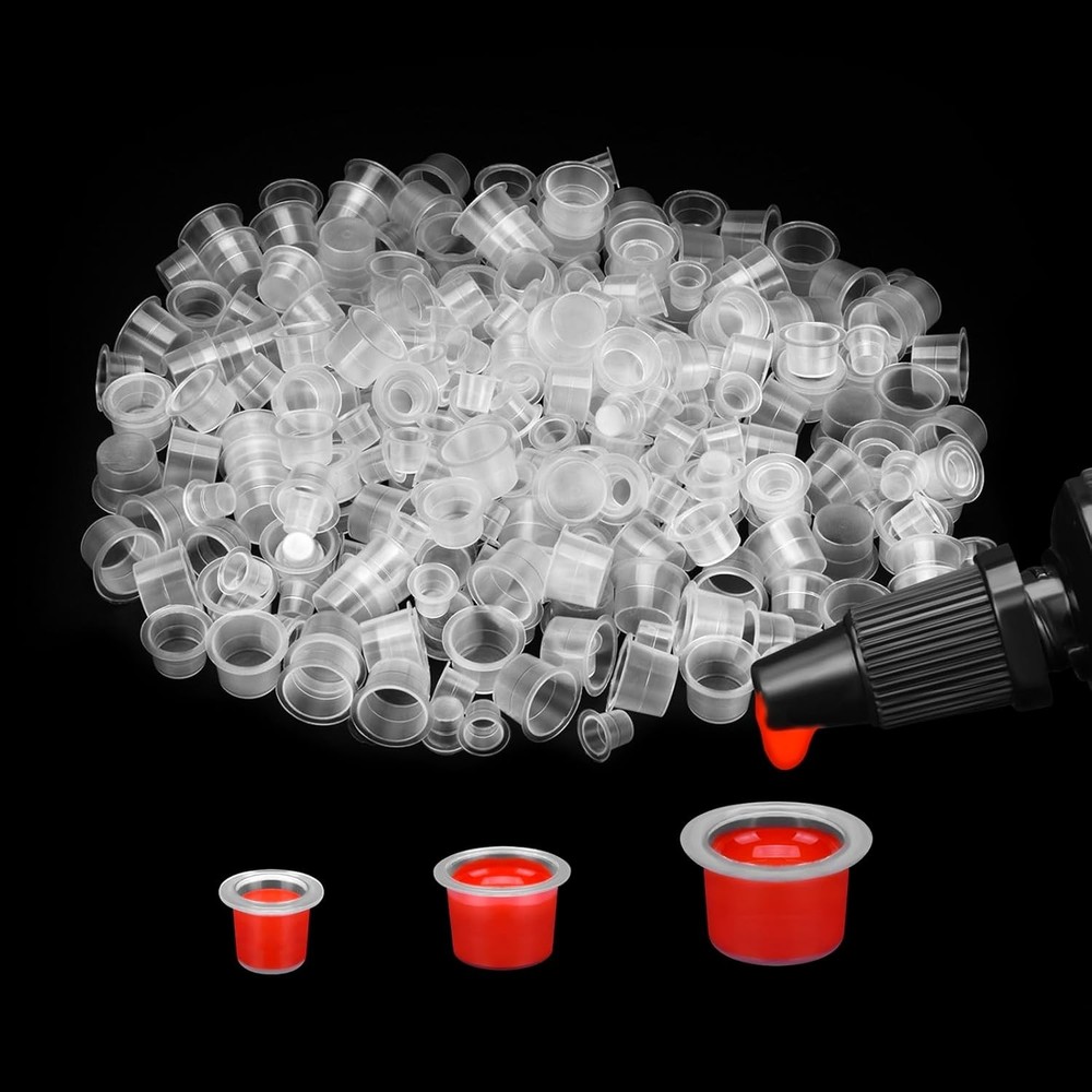 Quality Tattoo Ink Caps - 300pcs Small, Medium & Large - Waterproof & Reusable