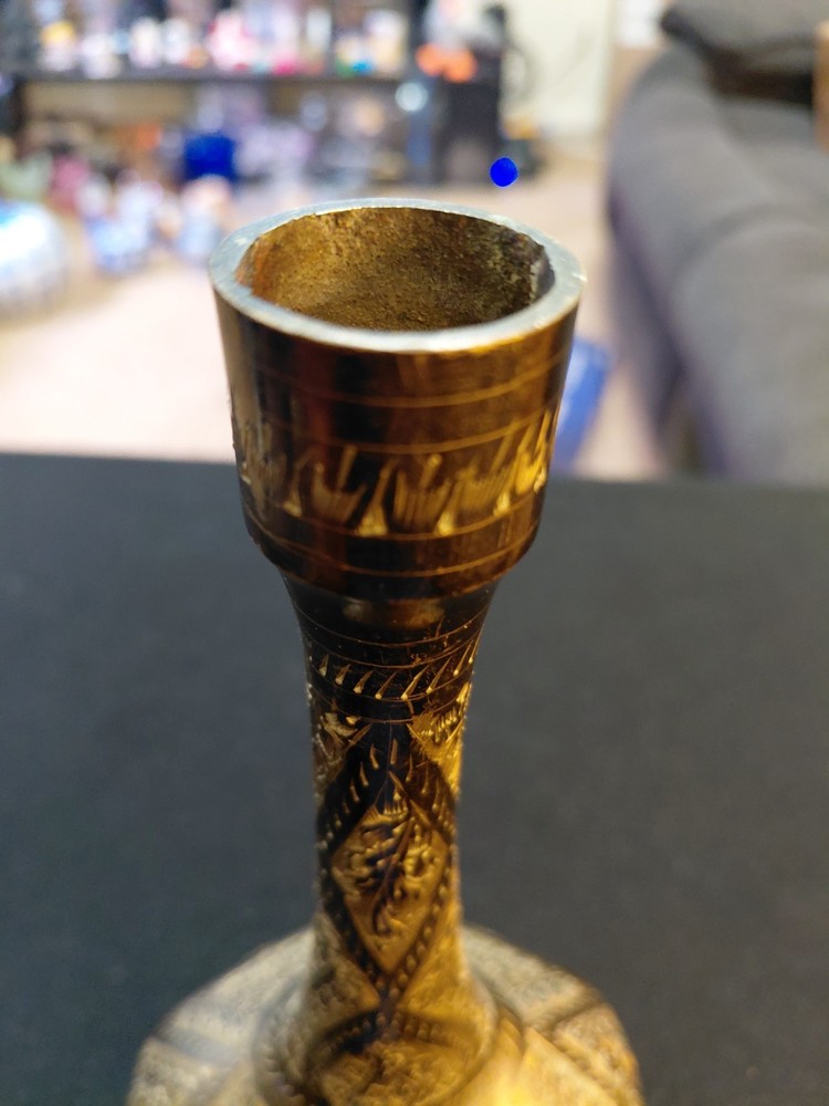 Vintage Middle Eastern Etched Brass Vase