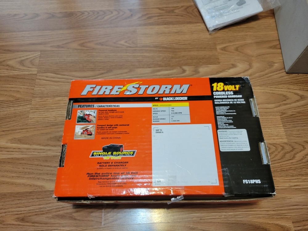 Black & Decker Firestorm 18V Cordless Powered Handsaw (Open Box)