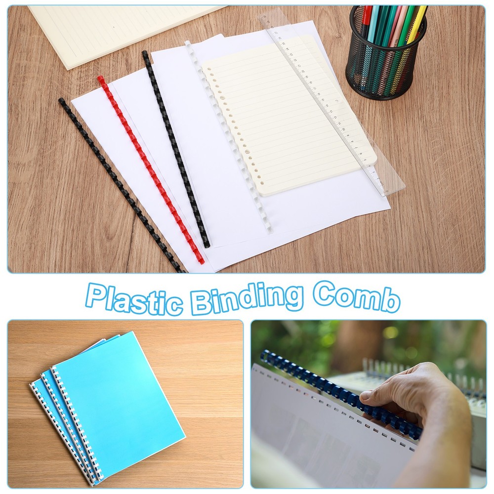 10Pack 25mm (1") Plastic Binding Combs 225 Sheet Capacity 21 Rings White