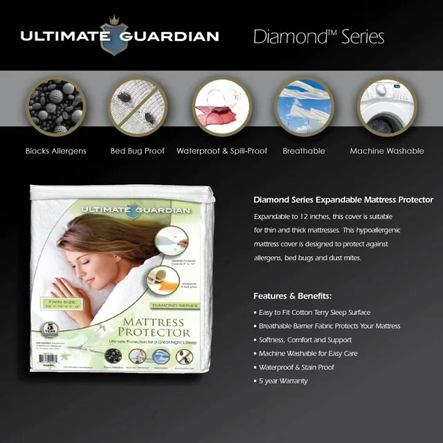 Ultimate Guardian Bed Bug Proof Zippered Mattress Protector, Twin
