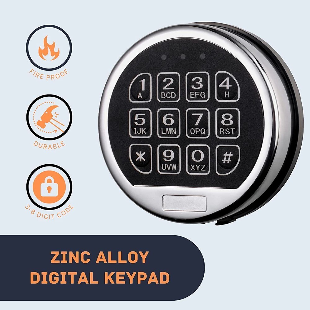 Gun Safe Lock Replacement with Swing Bolt Chrome Finish Electronic Safe Lock