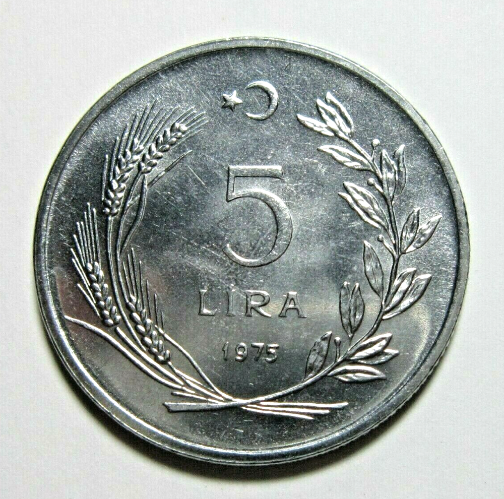 TURKEY. 5 LIRA, 1975. UNCIRCULATED.
