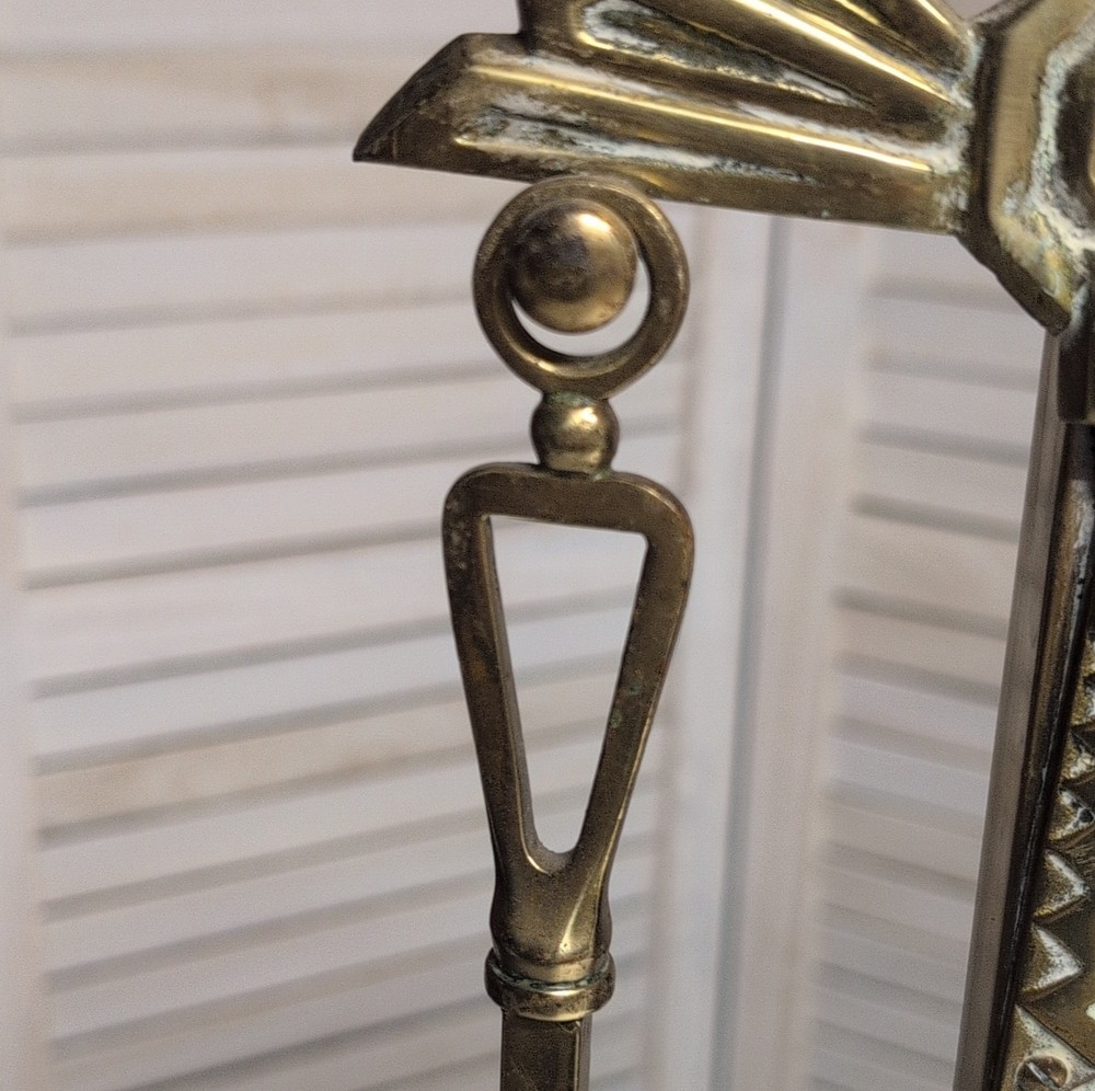 Neoclassical-style brass fireplace tools 1940-70's