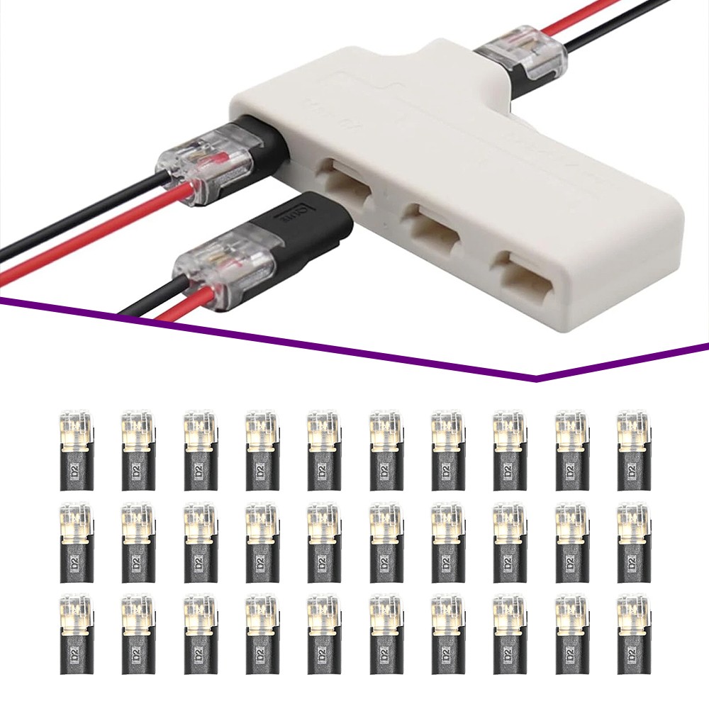 30PCS Double-Wire Plug-in Cable Snap Connector Terminal Block w/ Locking Buckle