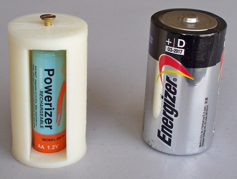 2pcs iSmartHome 3D Printed AA to Size D Battery Adapters, Introductory Special