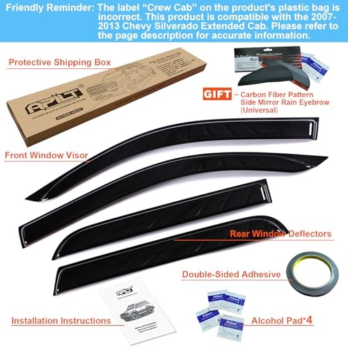 Outside-Mount Rain Guards Window Visors for 2007-2013 Chevy Silverado/GMC