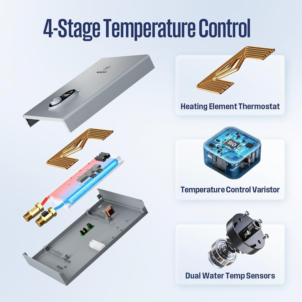 APOLO 14KW Electric Tankless Water Heater Instant Hot Boiler Smart Voice Control