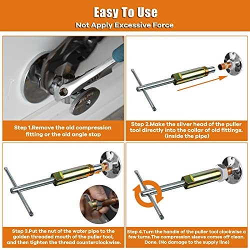 Compression Sleeve Puller Tool for 1/2" Plumbing Fittings, Remove Nut & Ferrule
