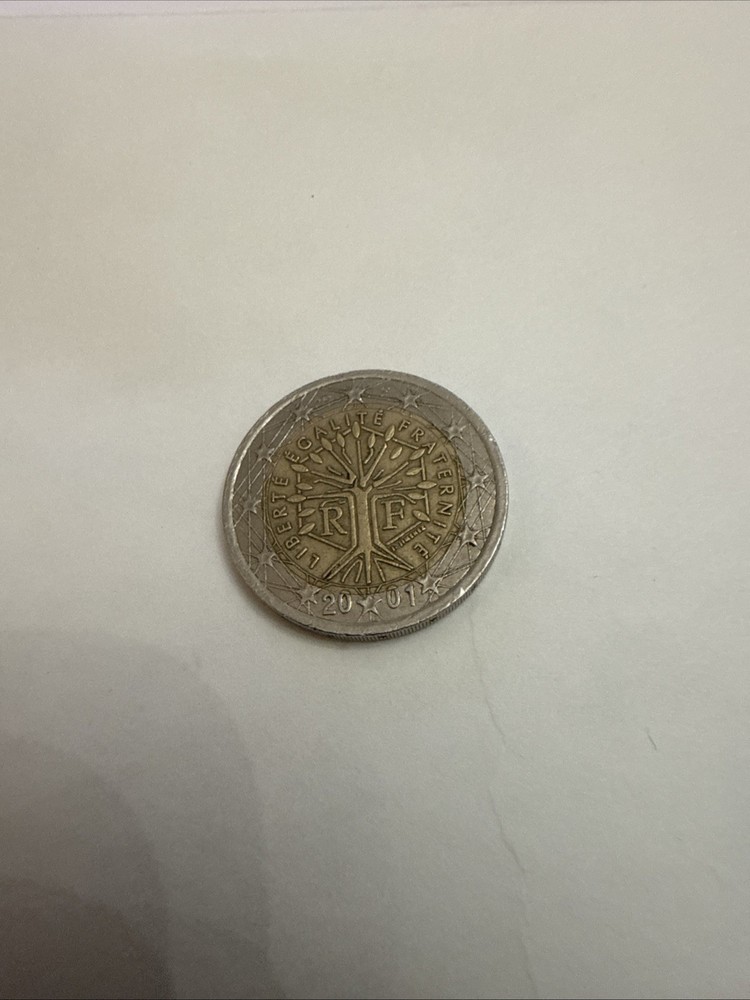 French 2 Euro Coin with Tree Design