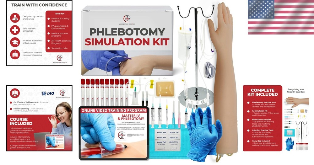 Professional Phlebotomy Simulation Arm - Complete Training, Medical Students