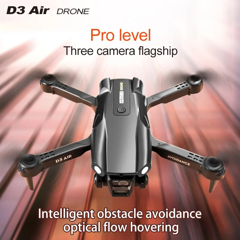D3 RC Quadcopter Drone 4K WiFi FPV 3 Cameras Optical Flow Obstacle Avoidance