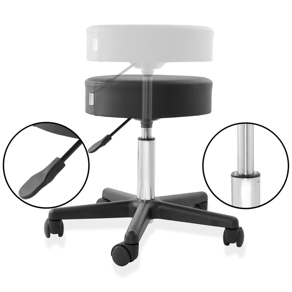 OPEN BOX - Rolling Hydraulic Salon Stool with Adjustable Swivel - Black