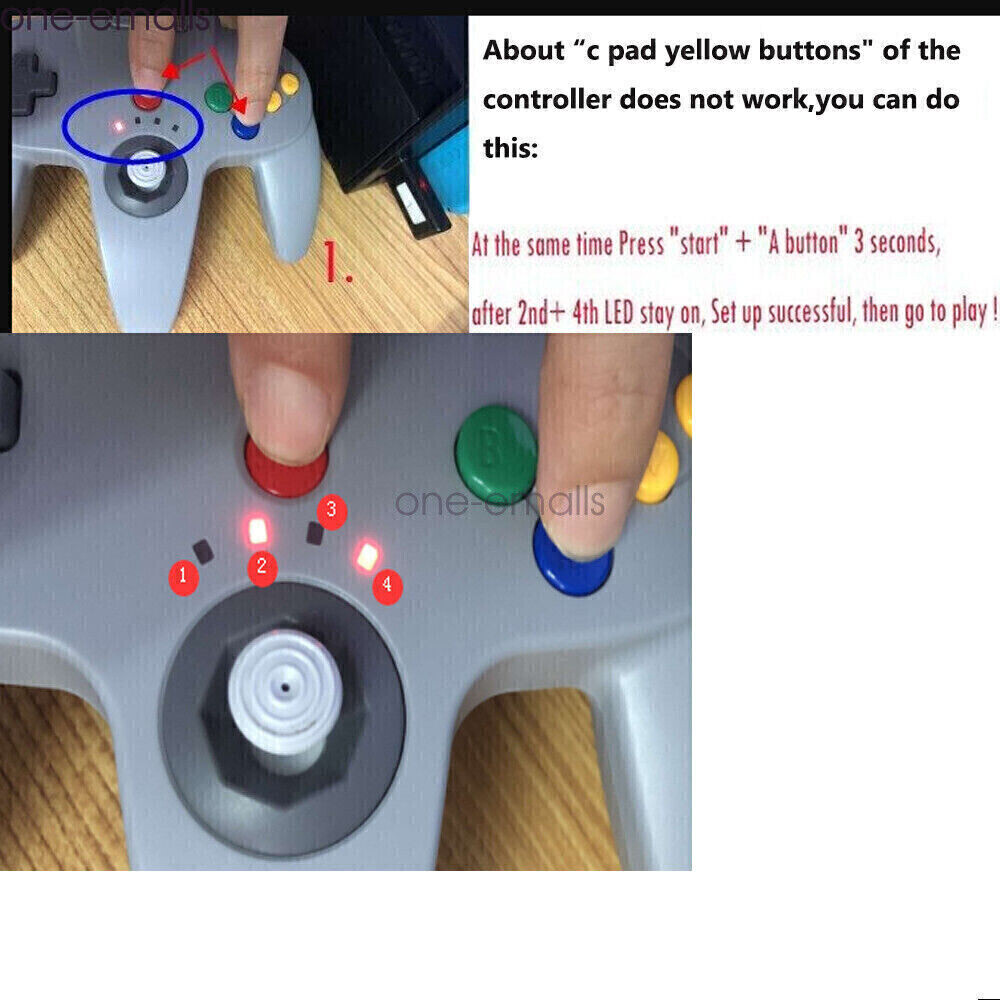 Wireless N64 Controller for Nintendo 64 Console PC Windows Switch w/ Rumble Pak.