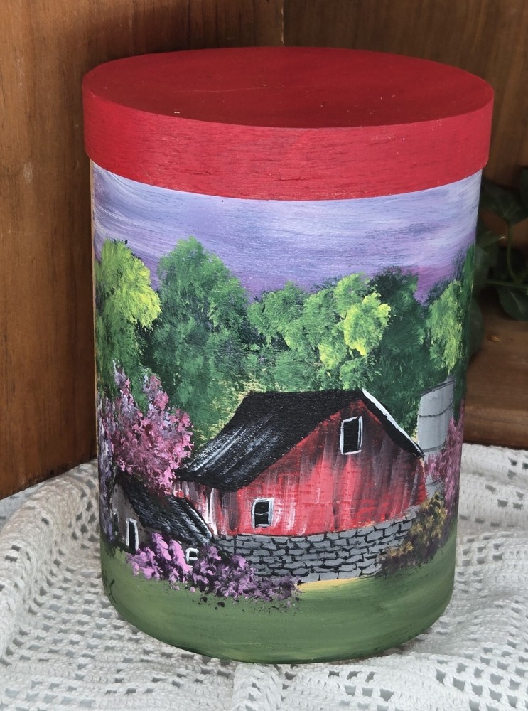 Chipwood container  (25049) hand painted