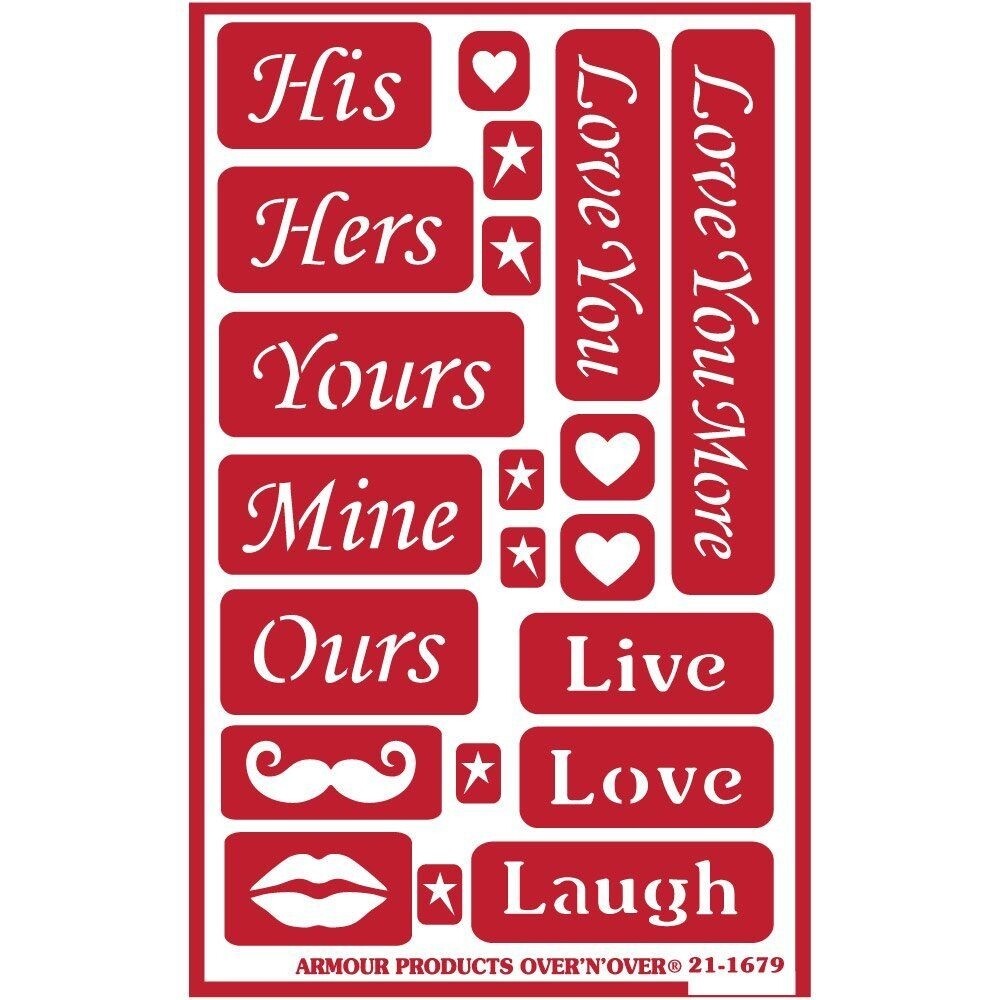 Armour Reusable Over n Over Glass Etching Stencil - His Hers