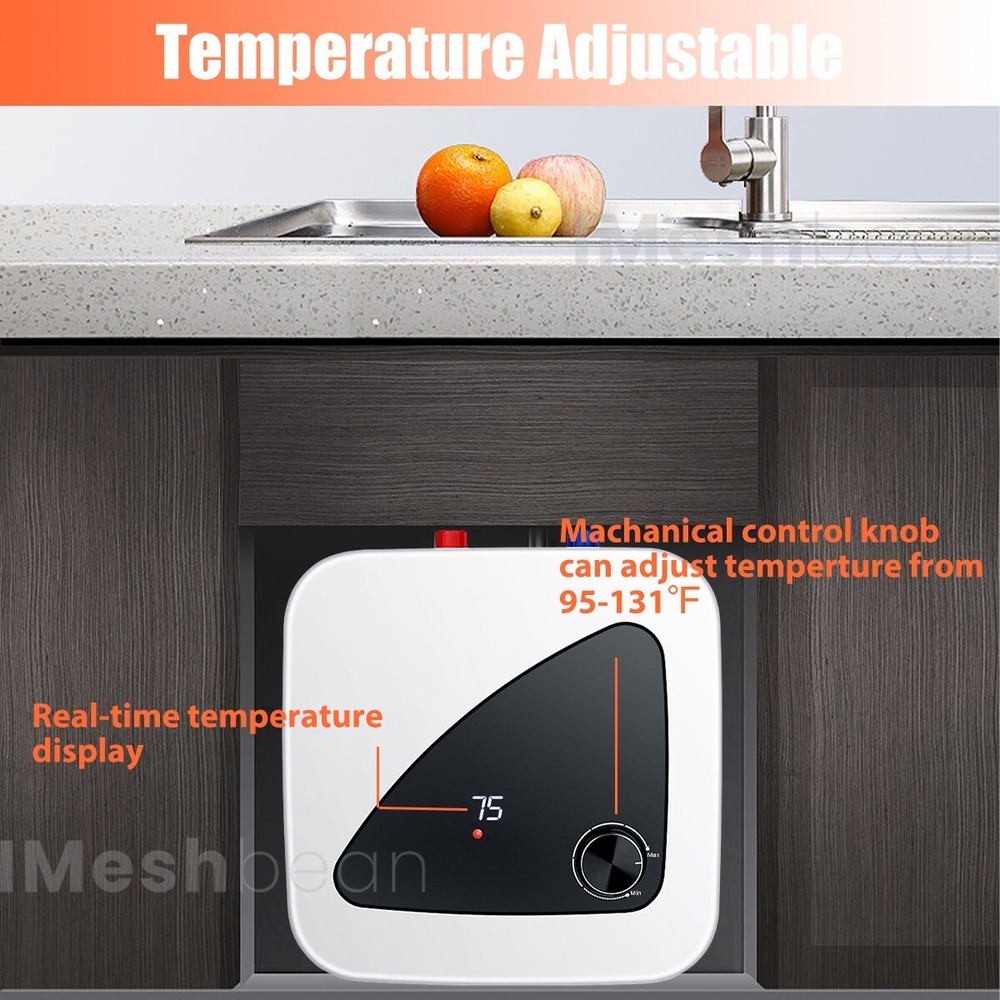 4 Gal Electric Tank Water Heater Digital Display Kitchen Wholehouse 95°F-131°F