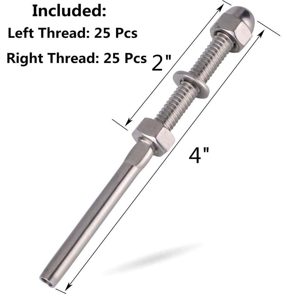 Threaded Terminal Stud End,Stainless Steel Stair Railing,for 1/8" Cable Deck ...
