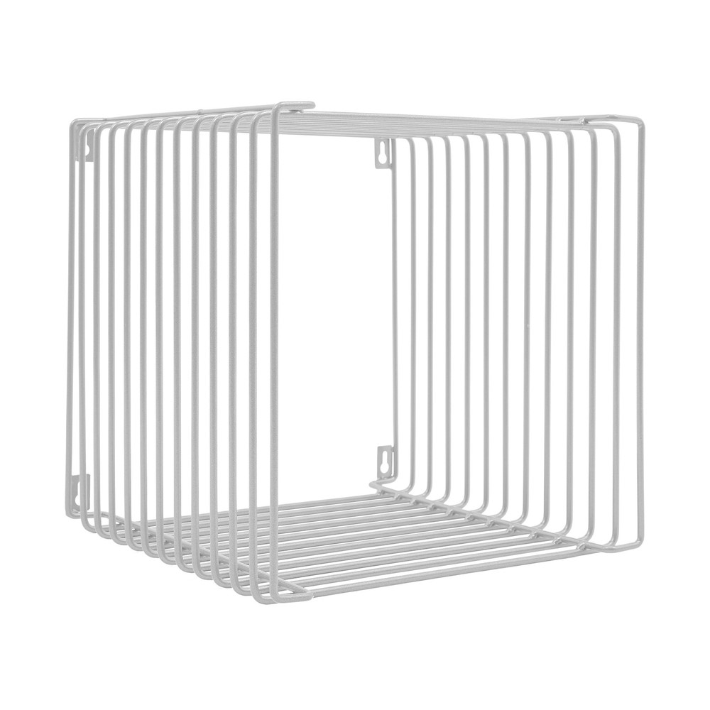 2025 Style Side Table Square Geometry Side Table Linear Metal End Table Silver