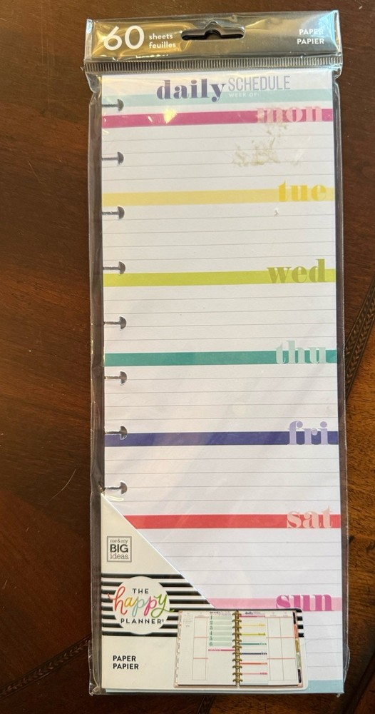 The BIG Happy Planner DAILY SCHEDULE Half Sheet Note Paper - 60 sheets