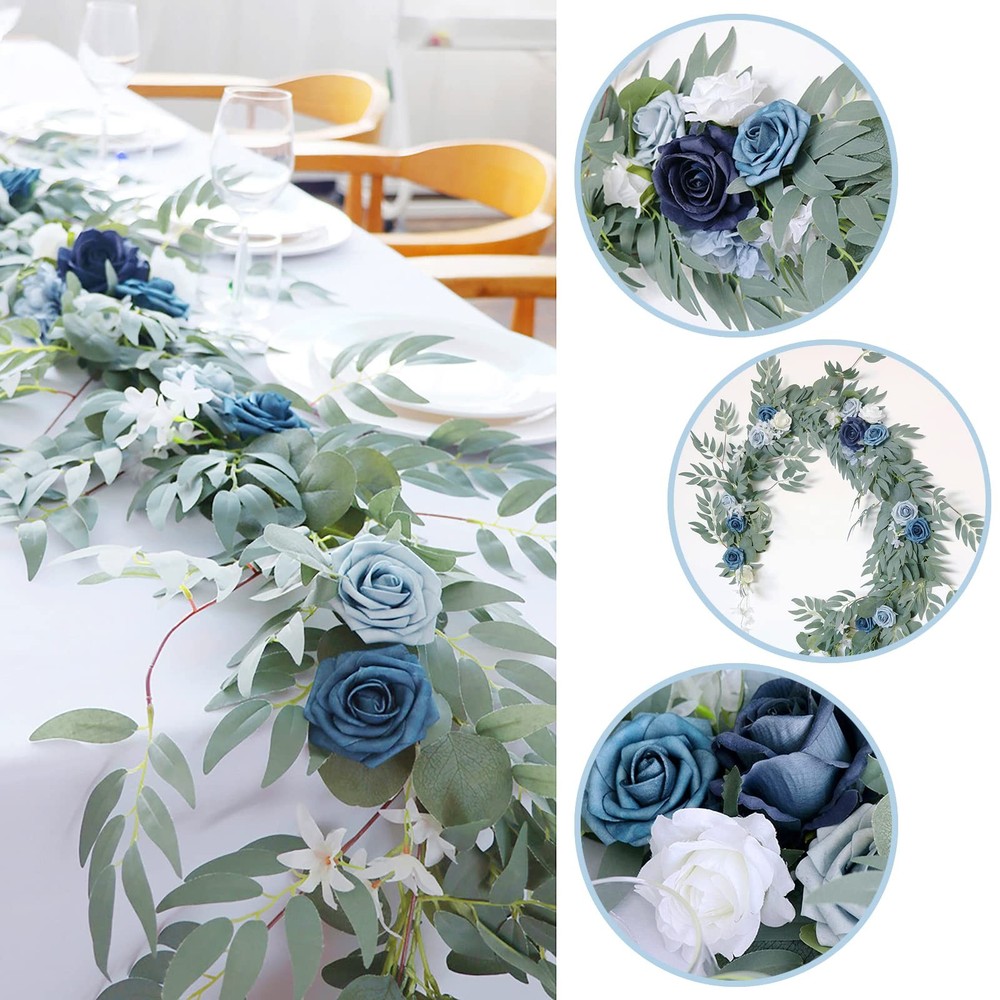 Emivery Artificial Dusty Blue Rose Garland Greenery Eucalyptus Willow
