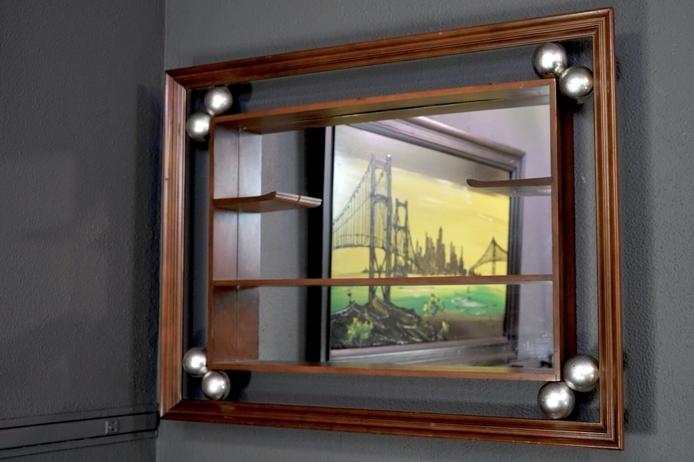 Mid Century Modern Turner Balls Shadow Box Display Shelves Wall Mirror