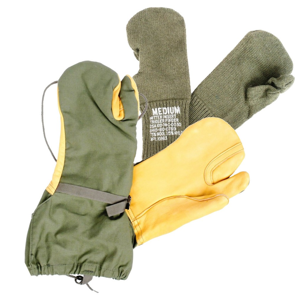 US Army Cold Weather Trigger Mitten Shell And Liner Size Medium