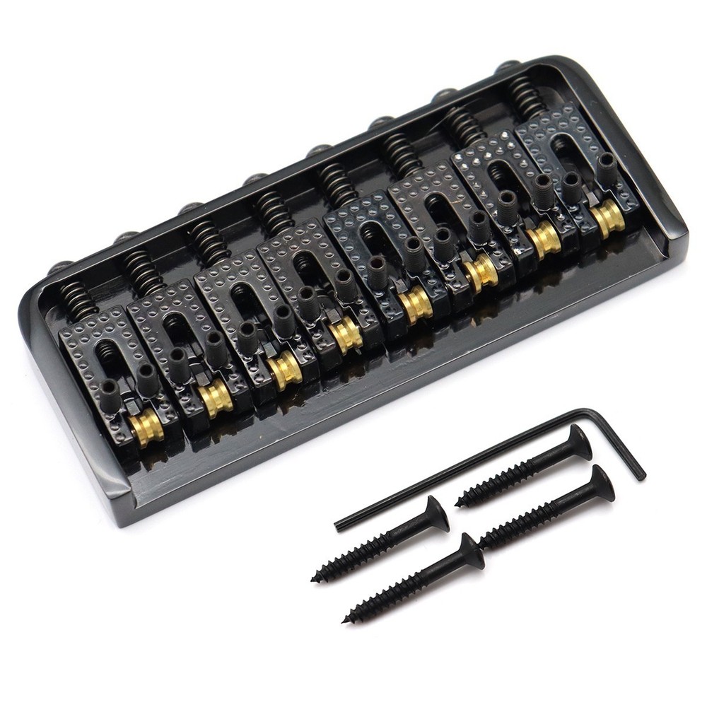 Metal 8 Strings Fixed Hardtail  Electric Guitar Roller Bridge Tailpiece Black