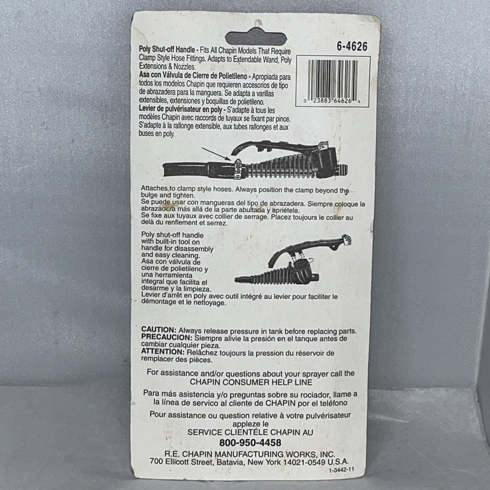 NEW GENUINE CHAPIN 6-4626 REPLACEMENT POLY SPRAY HANDLE