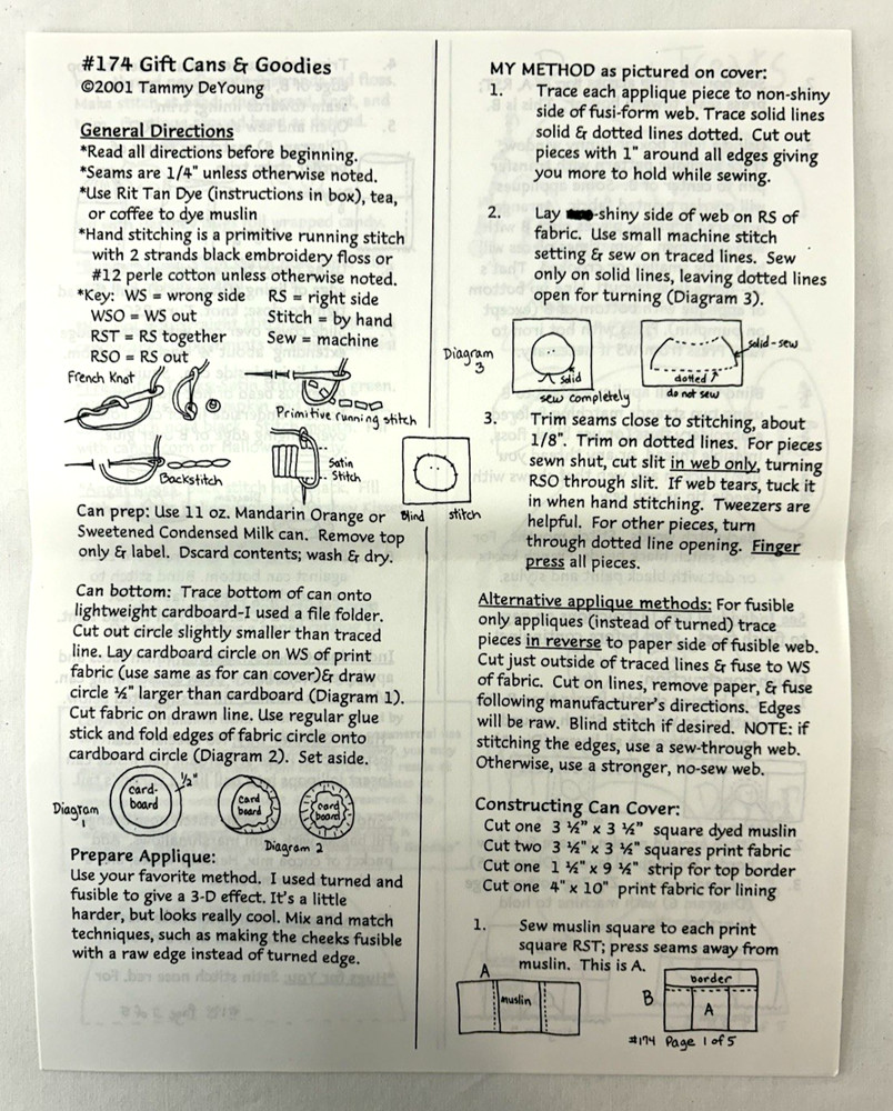 Gift Cans & Goodies Primitive Applique Gift Pattern